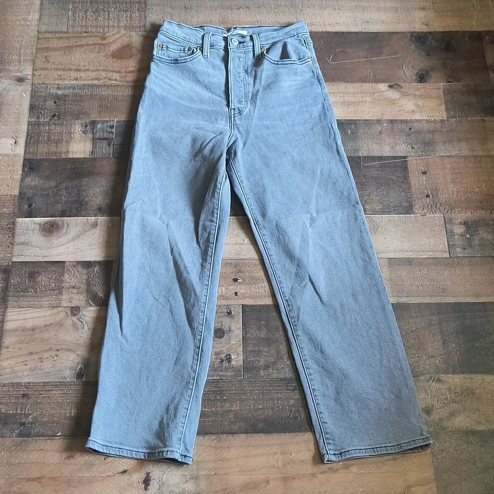 Levi's Gray Ribcage Straight Ankle Cropped Jeans Sz 27 Women - Picture 12 of 13